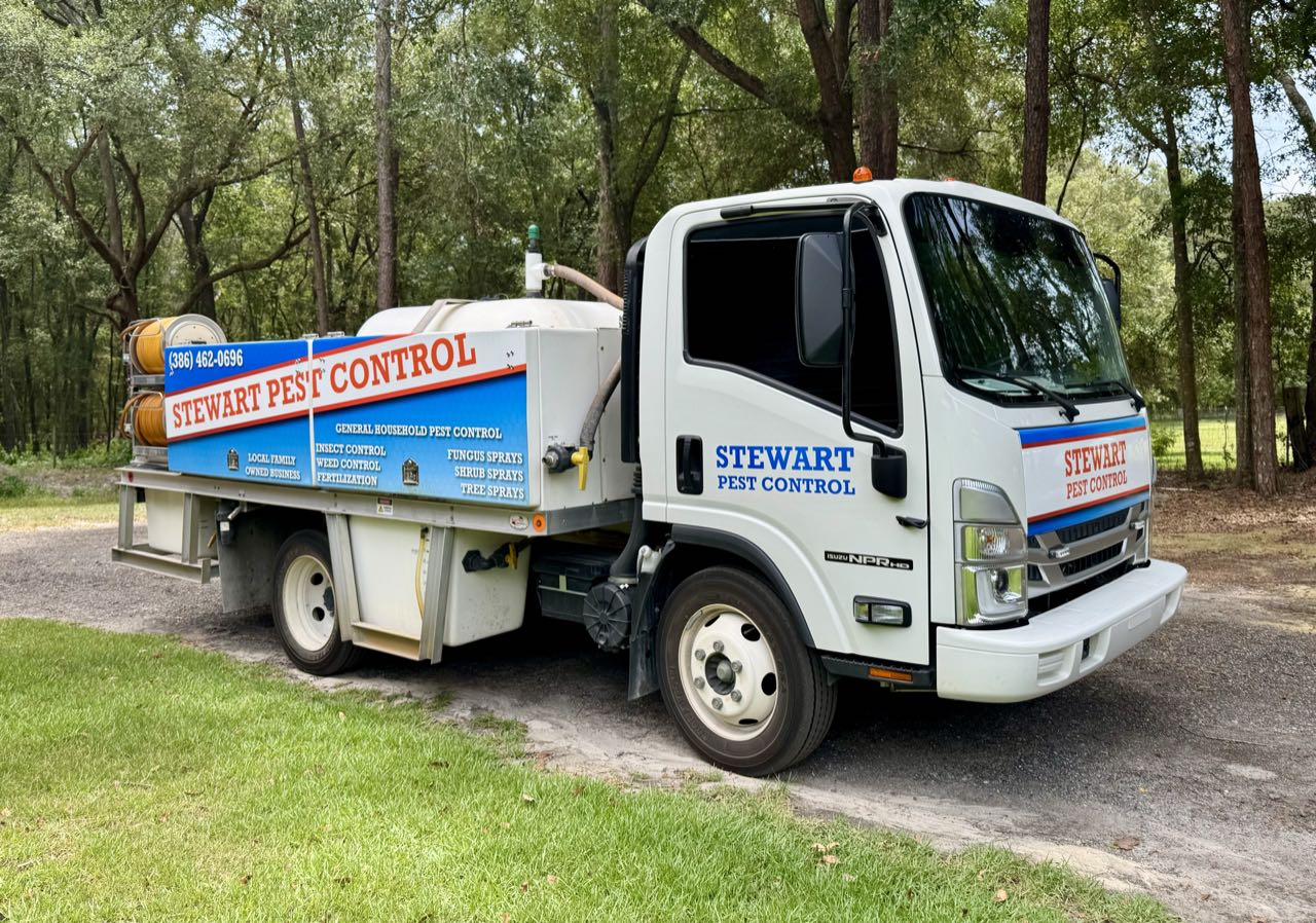 Stewart Pest Control spray truck in Alachua, Florida